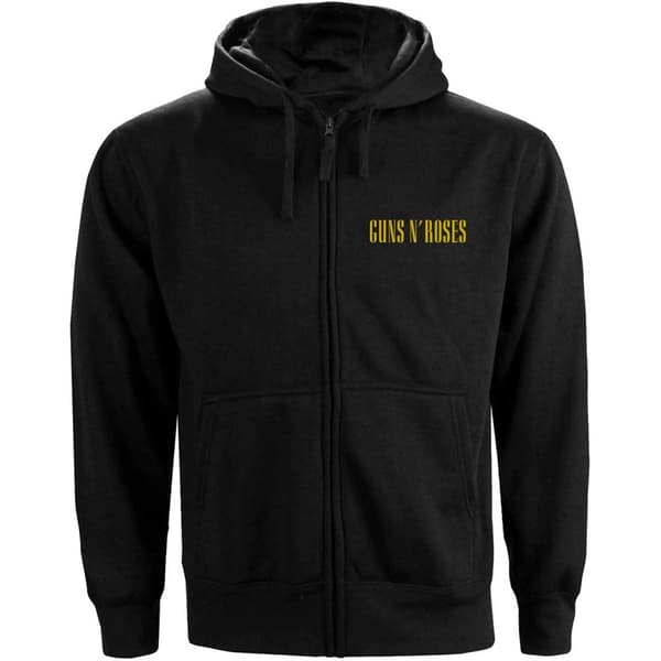 Guns N Roses Unisex Adult Back Print Logo Full Zip Hoodie Black L