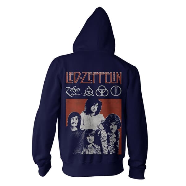 Led Zeppelin Unisex Adult Photo Full Zip Hoodie