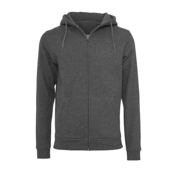 Build Your Brand Mens Plain Full Zip Hoodie