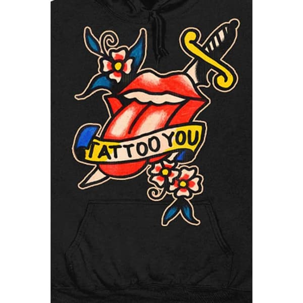 The Rolling Stones Unisex Adult Tattoo You Lick Hoodie