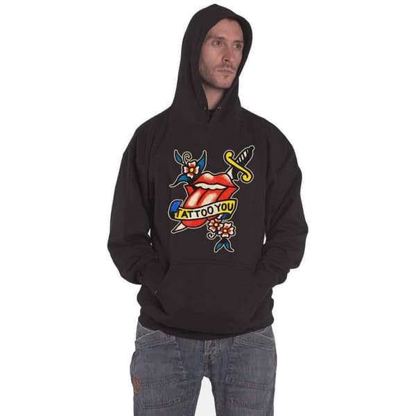 The Rolling Stones Unisex Adult Tattoo You Lick Hoodie Black M