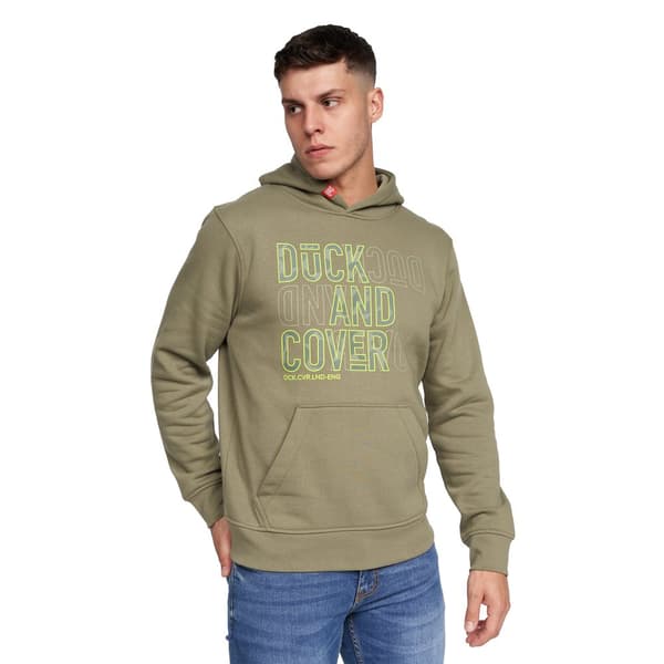 Duck and Cover Mens Pecklar Hoodie Olive S