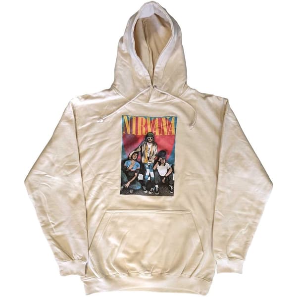 Nirvana Unisex hættetrøje med logo med trapperhat til voksne