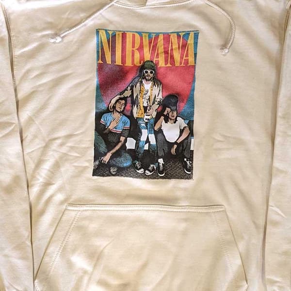 Nirvana Unisex hættetrøje med logo med trapperhat til voksne