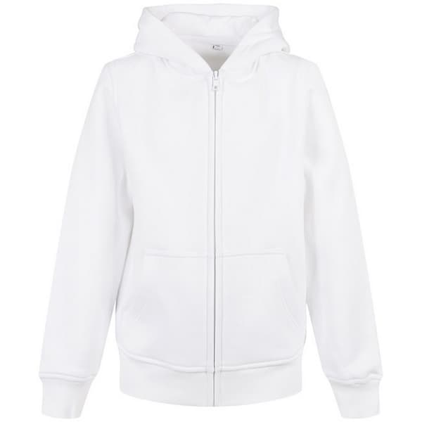 Build Your Brand Childrens/Kids Basic Organic Full Zip Hoodie White 7-8 Years