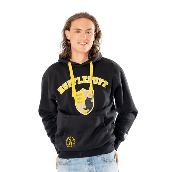 Harry Potter Unisex Deluxe Hufflepuff Hoodie för vuxna Black XXL