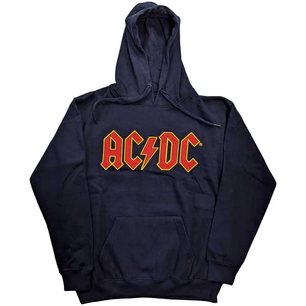 AC/DC Unisex Adult Logo Hoodie Navy Blue L