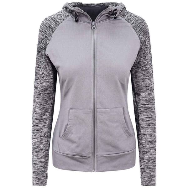AWDis Cool Womens/Ladies Zoodie Contrast Full Zip Hoodie Grey/Grey Melange XS