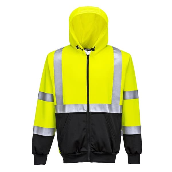 Portwest Mens Contrast Hi-Vis Full Zip Hoodie