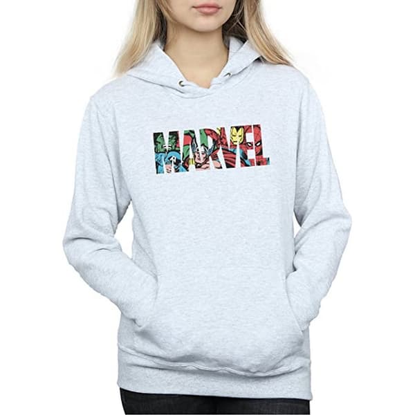 Marvel Comics Huvtröja med infälld logotyp i ljung för kvinnor/damer