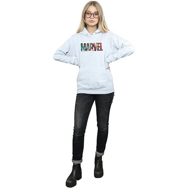 Marvel Comics Huvtröja med infälld logotyp i ljung för kvinnor/damer