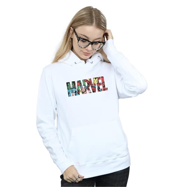 Marvel Comics Huvtröja med infälld logotyp i ljung för kvinnor/damer
