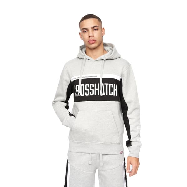 Crosshatch Mens Silomane Hoodie Grey Marl M
