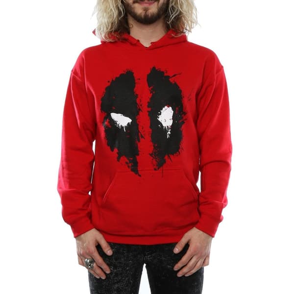 Deadpool Mens Splat Face Cotton Hoodie