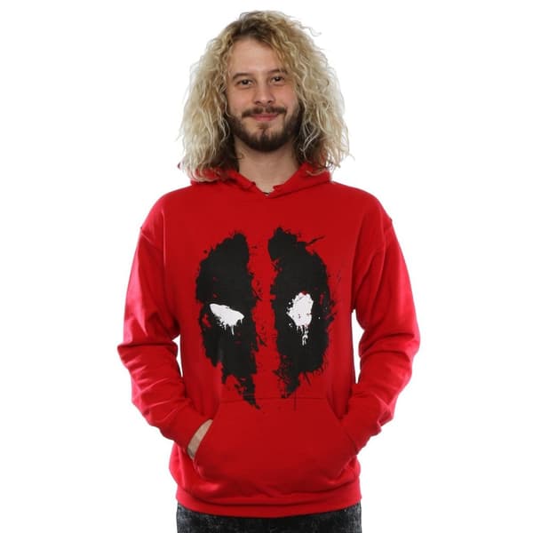 Deadpool Mens Splat Face Cotton Hoodie
