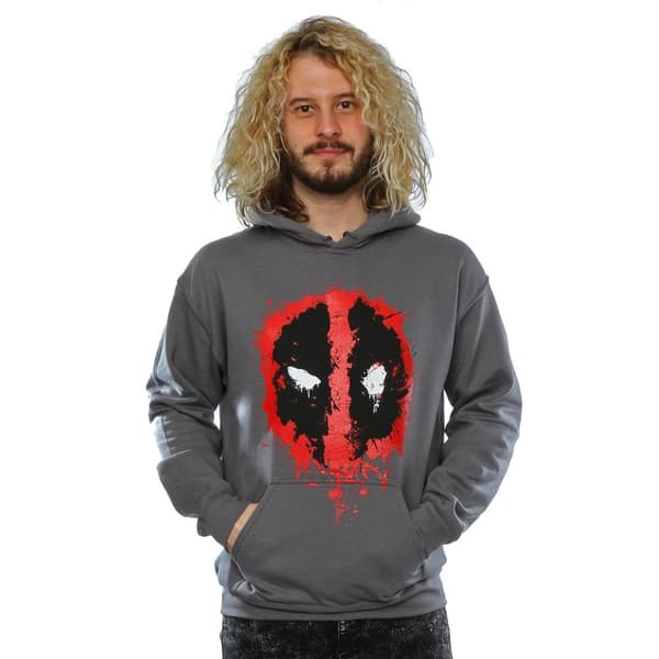 Deadpool Mens Splat Face Cotton Hoodie