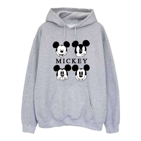 Disney Mens Musse Pigg Four Heads Hoodie Sports Grey 3XL