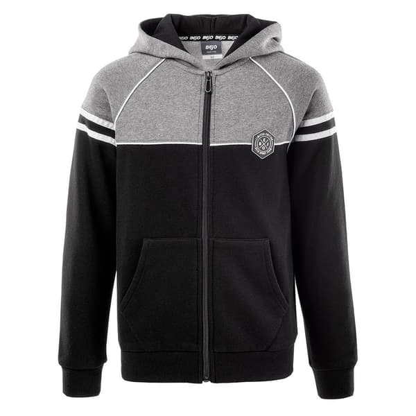 Bejo Boys Tamis II Logo Full Zip Hoodie Black/Grey Melange 11 Years
