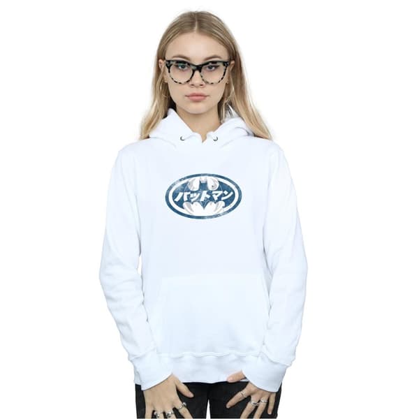 DC Comics Kvinnor/Ladies Batman Japanese Logo Vit Hoodie