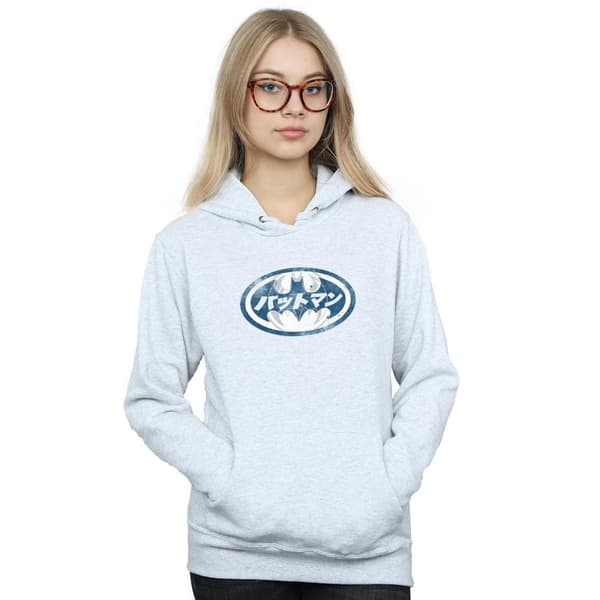 DC Comics Kvinnor/Ladies Batman Japanese Logo Vit Hoodie