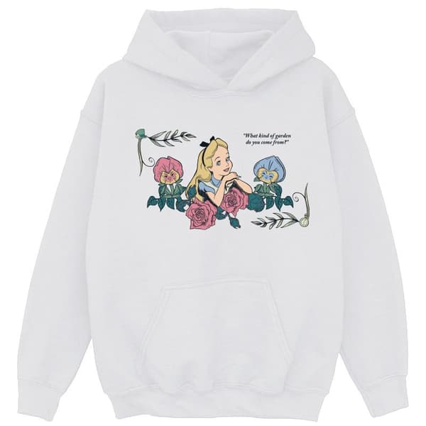 Disney Alice i underlandet - vilken typ av trädgård - huvtröja för flickor White 7-8 Years