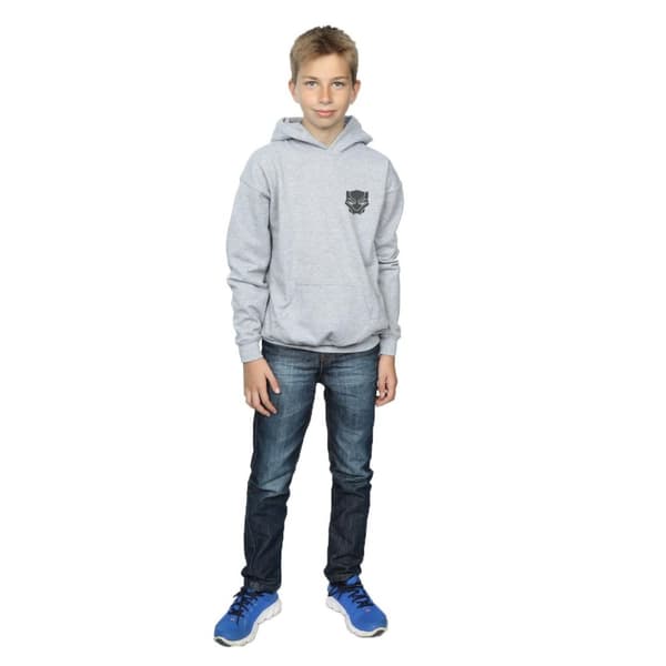 Marvel Boys Black Panther Black On Black Chest Print Hoodie