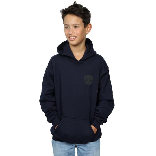 Marvel Boys Black Panther Black On Black Chest Print Hoodie