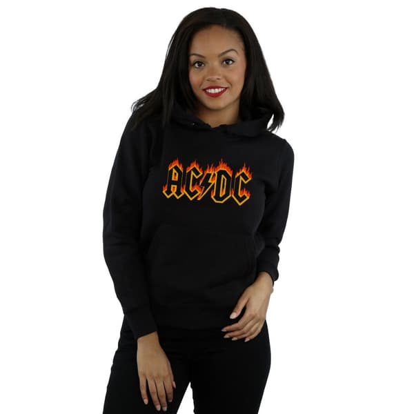 AC/DC Womens/Ladies Flames Logo Hoodie