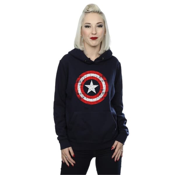 Marvel Huvtröja med repad sköld för damer/kvinnor Avengers Captain America