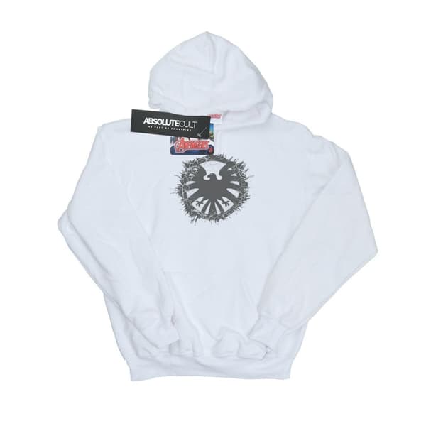 Marvel Girls Agents Of SHIELD Brushed Logo Hoodie White 7-8 Years