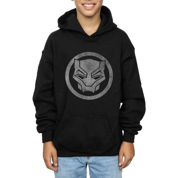 Marvel Boys Black Panther Distressed Icon Hoodie Black 5-6 Years