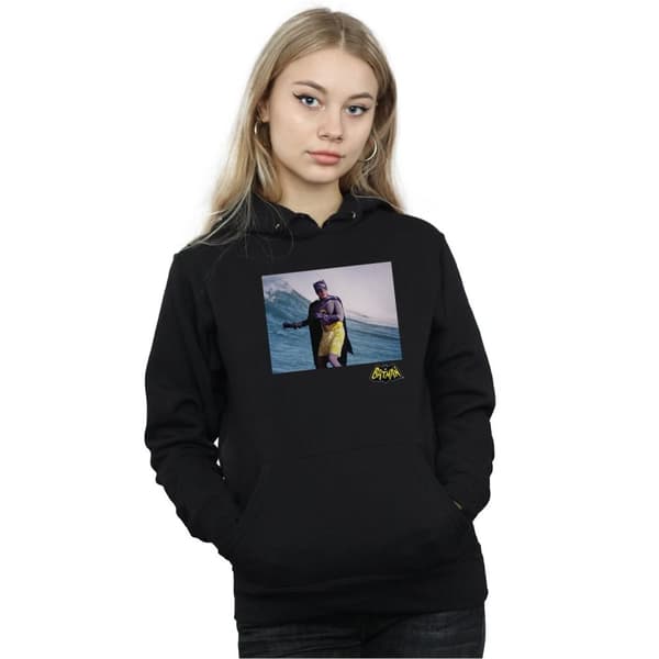 DC Comics Womens/Ladies Batman TV Series Surfing Logo Hoodie