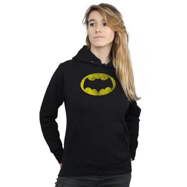 DC Comics Womens/Ladies Batman TV Series Distressed Logo Hoodie