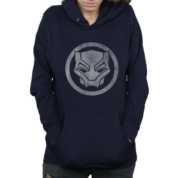 Marvel Womens/Ladies Black Panther Distressed Icon Hoodie