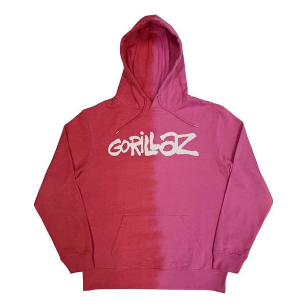 Gorillaz Unisex Adult Two Tone Logo Pullover Hoodie Red XXL