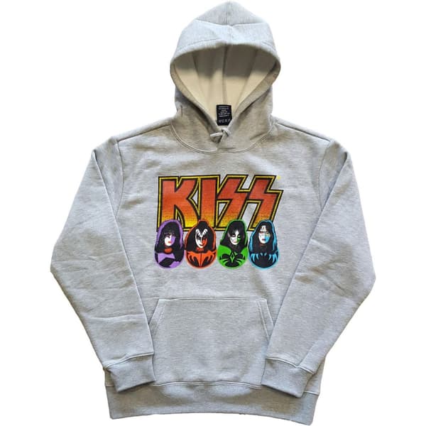 Kiss Unisex Adult Logo, Faces & Icons Hoodie
