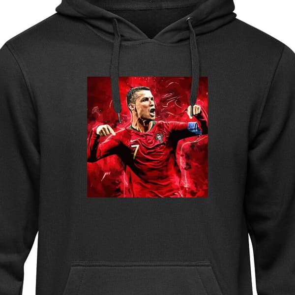 Huvtröja för Barn | Bekväm Barn-Hoodie Ronaldo Svart 12-13 År