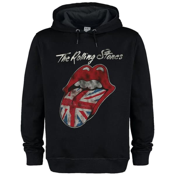 Amplified Unisex Adult UK Tongue The Rolling Stones Hoodie Black XXL