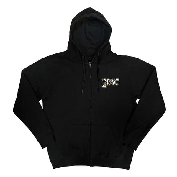 Tupac Shakur Unisex Adult Crown Seal Full Zip Hoodie Black L