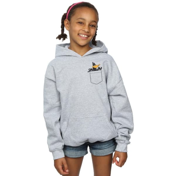 Looney Tunes Girls Daffy Duck Faux Pocket Hoodie