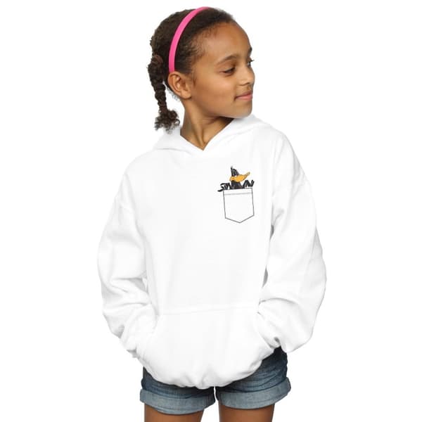 Looney Tunes Girls Daffy Duck Faux Pocket Hoodie