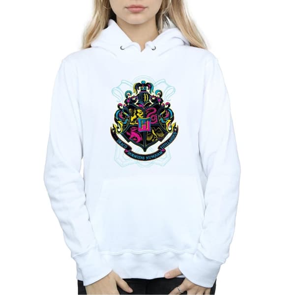 Harry Potter Neon Hogwarts Crest - huvtröja för kvinnor/damer
