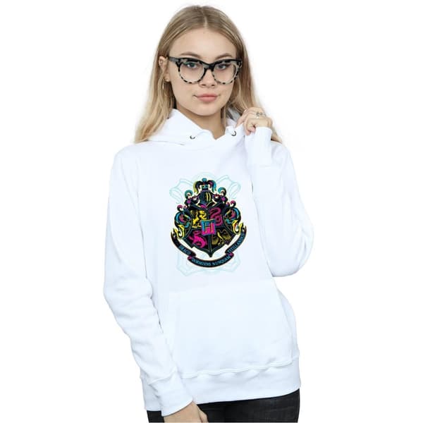 Harry Potter Neon Hogwarts Crest - huvtröja för kvinnor/damer