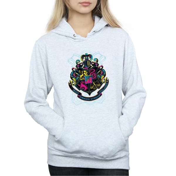 Harry Potter Neon Hogwarts Crest - huvtröja för kvinnor/damer