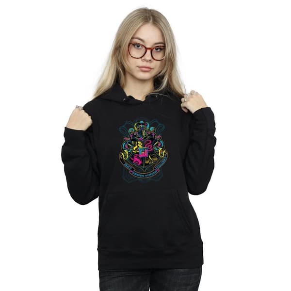 Harry Potter Neon Hogwarts Crest - huvtröja för kvinnor/damer