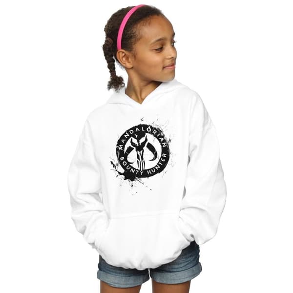 Star Wars Girls The Mandalorian Bounty Hunter Splatter Skull Hoodie