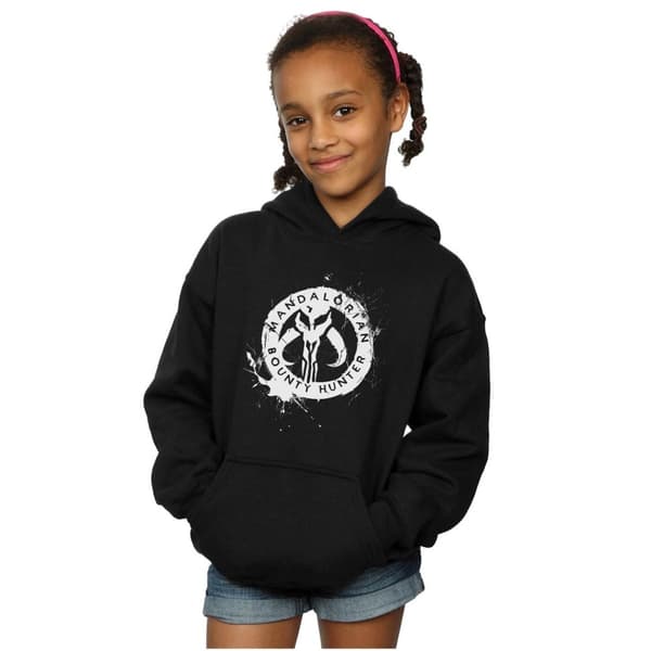 Star Wars Girls The Mandalorian Bounty Hunter Splatter Skull Hoodie