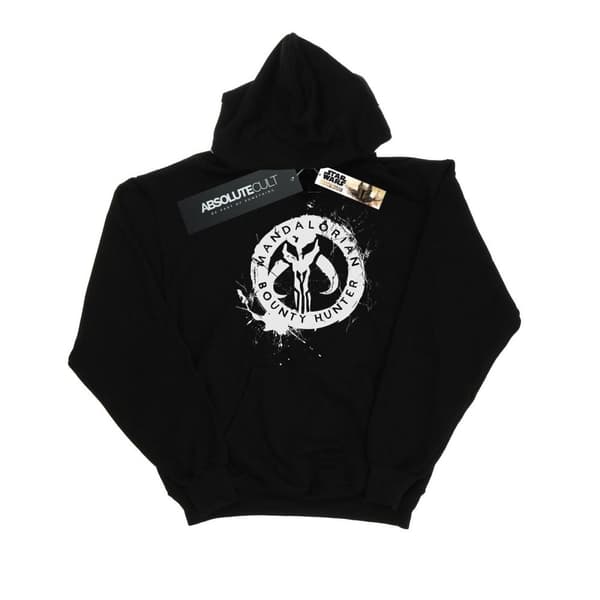 Star Wars Girls The Mandalorian Bounty Hunter Splatter Skull Hoodie Black 7-8 Years