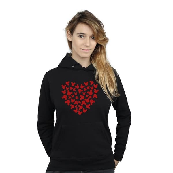Disney Womens/Ladies Mickey Mouse Heart Silhouette Hoodie