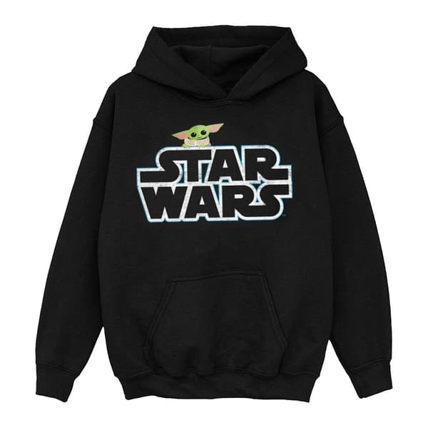 Star Wars Girls The Mandalorian The Child Logo Hoodie Black 9-11 Years